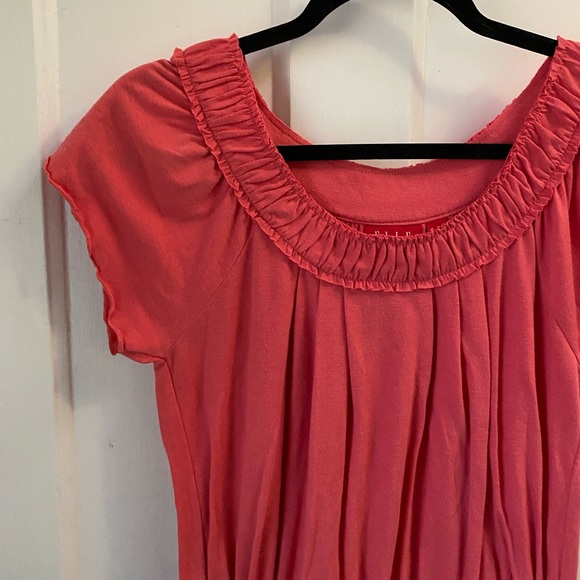 coral tunic/ blouse with synched waist - Picture 2 of 4